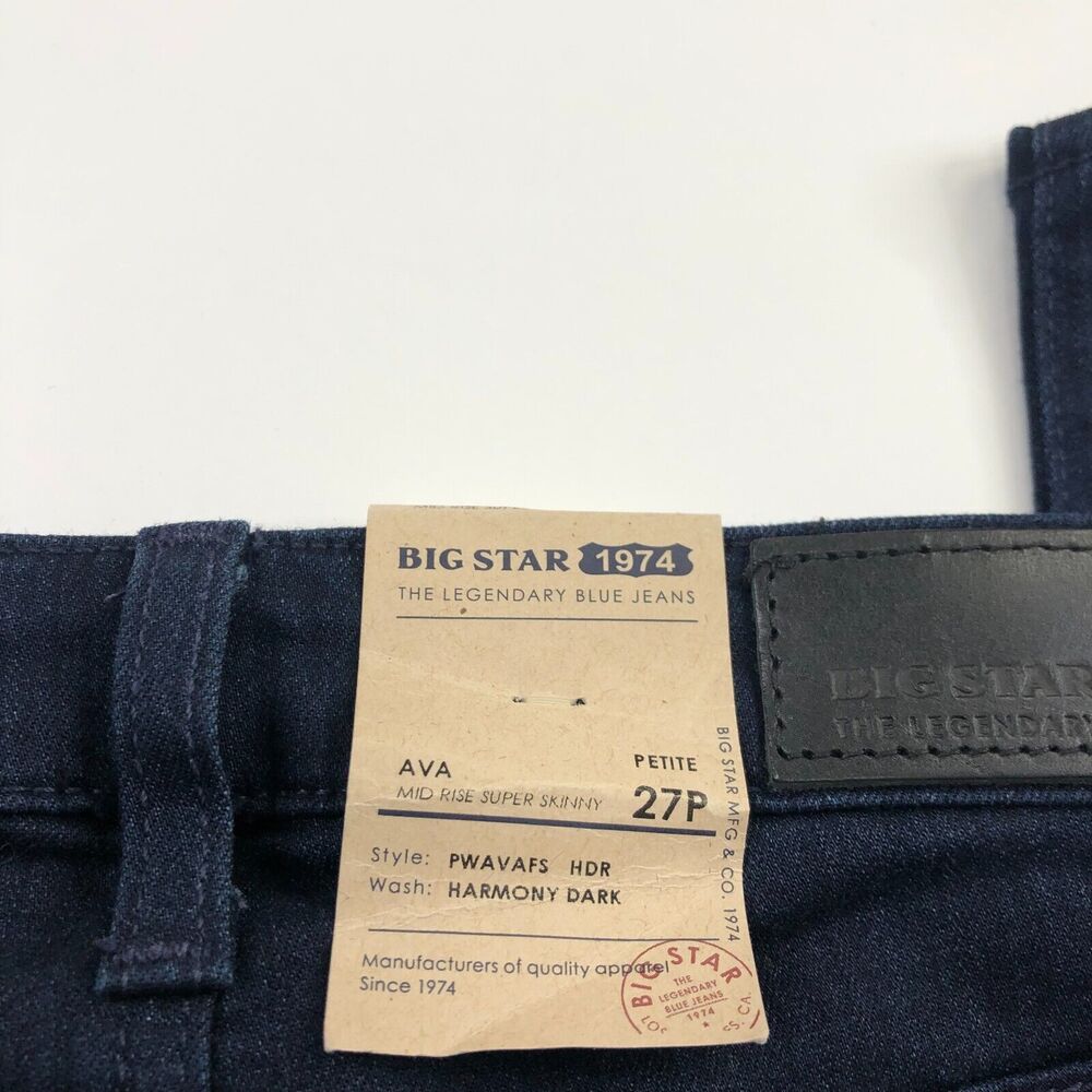 Big Star NEW Ava Mid Rise Super Skinny 27P (Fits 27W 27L) Mid Rise Jeans - Picture 3 of 11